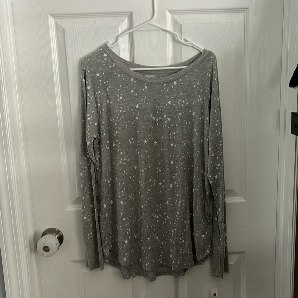 Gap Body gray star lounge long sleeve tee, size l
